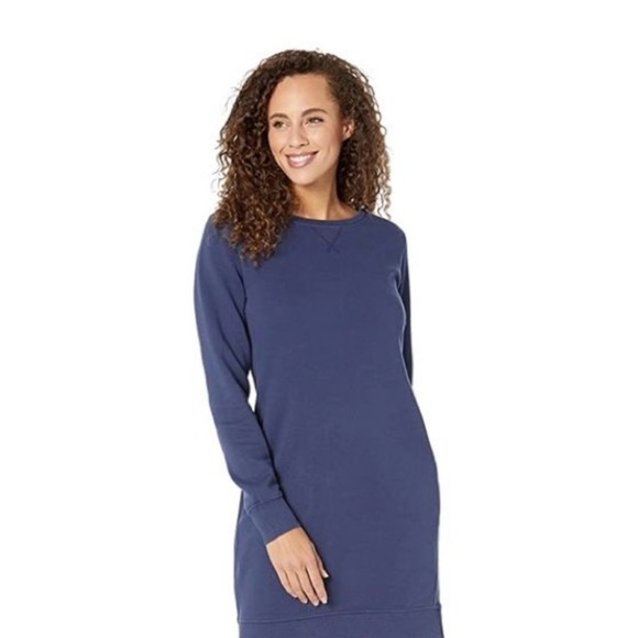 Pact Organic Cotton Downtime Sweatshirt Dress Navy Blue - Picture 2 of 6